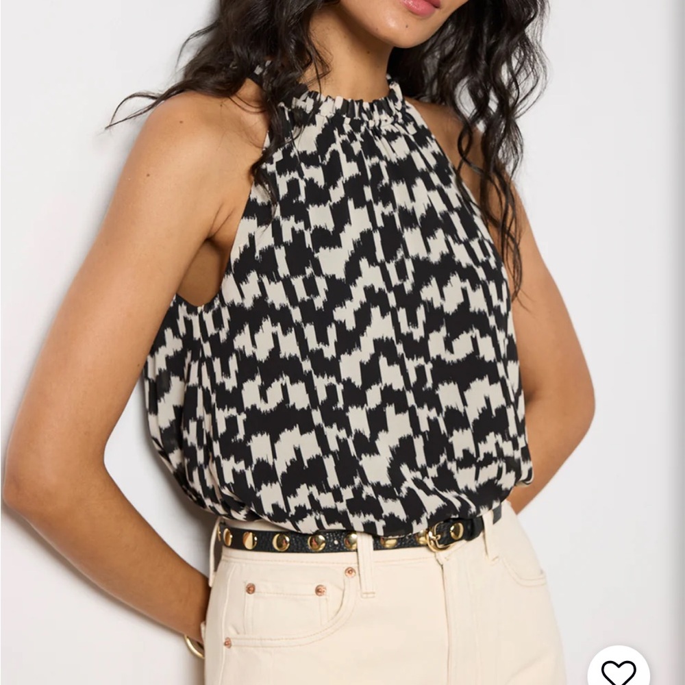 Evereve Black and White Patterned Tank Top